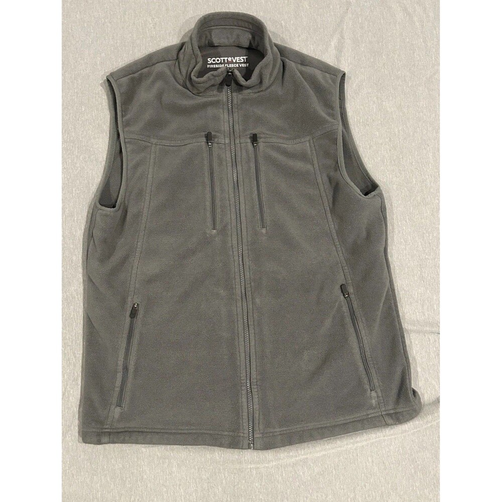 SCOTTeVEST Fireside Men's Full Zip Travel Expedition Multi-Pocket VEST Gray SZ L